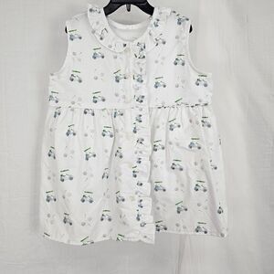 Mary & Grace Girls Size 7 White Ruffle Tunic Button Up Golfcart Clubs Balls